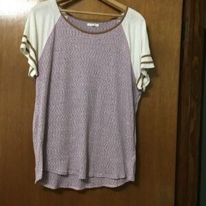 Maurices Purple and Cream Short Sleeve Tee